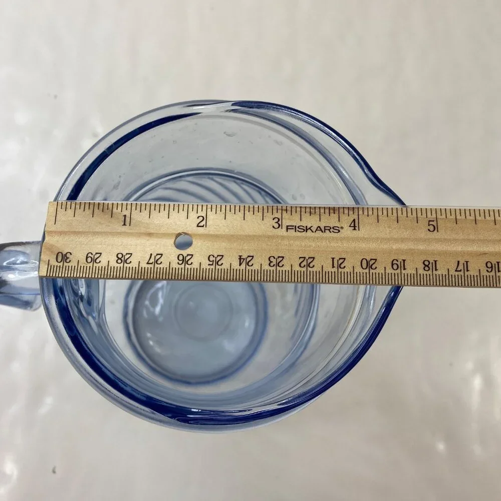 Indiana Glass Light Blue Twisted Optic Swirl Water Pitcher Ice Lip